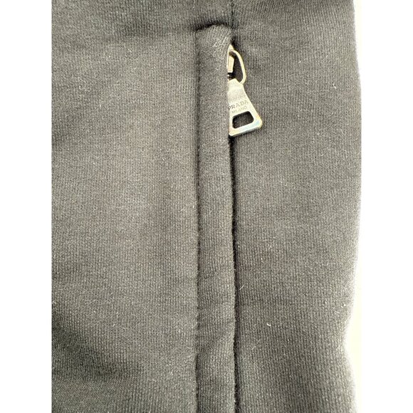 Prada Milano Womens authentic  Zip-Up Hoodie Leather Accents Black Size M fleece - Picture 12 of 12